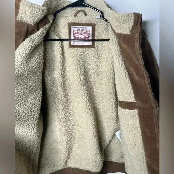 Levi’s Aviator Bomber Faux Suede Sherpa Lined Size Large - Picture 6 of 9